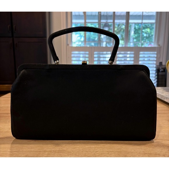 After Five by L&M Handbags - Vintage After Five by L&M Black Satin Evening Bag Gold Lining Coin Purse USA